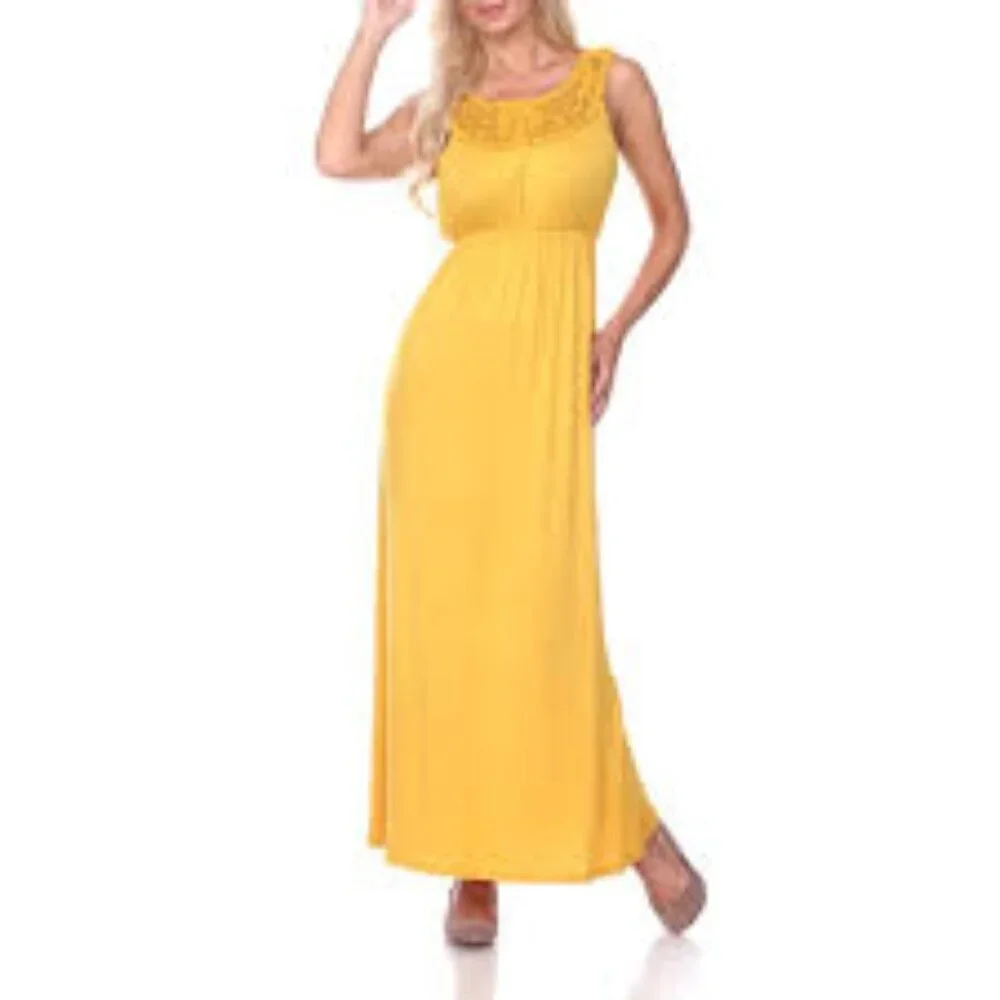 White Mark Womens Katherine Maxi Dress 302 in Mustard New With Tags